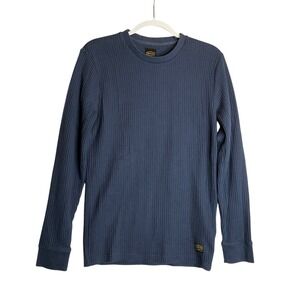 RVCA Day Shift Pullover Thermal Waffle Knit Long Sleeve Shirt‎ Blue Outdoor S